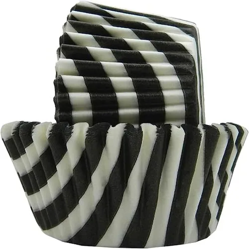Vista 13 de Regency Wraps Vasos para hornear de grado profesional a prueba de grasa, paquete de 40 unidades, forros estándar, guingam negro, para cupcakes Negro
