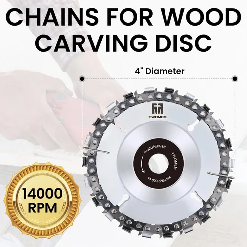 Vista 4 de TWOMEM - Cadenas de repuesto de 4 pulgadas para disco de cadena de tallado de madera, 22 dientes, compatible con amoladoras angulares de 4 pulgadas