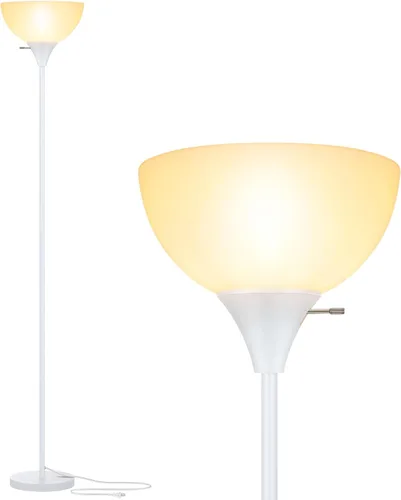 Vista 10 de Coucrek Lámpara de pie, lámparas LED de pie con pantalla de plástico blanco, luces de piso de esquina para sala de estar, dormitorio, interruptor