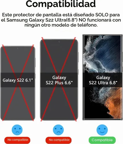 Vista 2 de amFilm Protector de pantalla de vidrio templado curvado 3D para S22 Ultra Samsung Galaxy 5G de 6.8 pulgadas, totalmente compatible con escáner