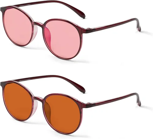 Vista 8 de BRADDEL Indoor FL-41 Rosa & Outdoor FL-60 Marrón Gafas de Migraña para Sensibilidad a la Luz Fluorescente, LED, Deslumbramiento, Fotofobia y Uso
