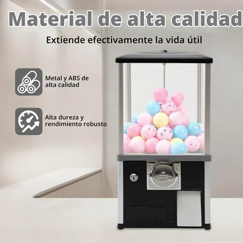 Vista 4 de Máquinas expendedoras de 25 centavos, máquina expendedora comercial de gran capacidad para chicles operada con monedas, mini dispensador comercial
