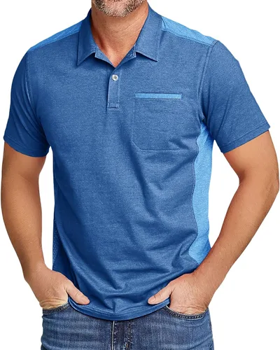 Vista 62 de V VALANCH Polo de golf de manga corta para hombre, estilo casual, con cuello que absorbe la humedad