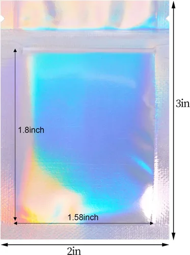 Vista 2 de 100 bolsas resellables a prueba de olores, bolsas planas transparentes para almacenamiento de alimentos, bolsas de embalaje de plástico de aluminio