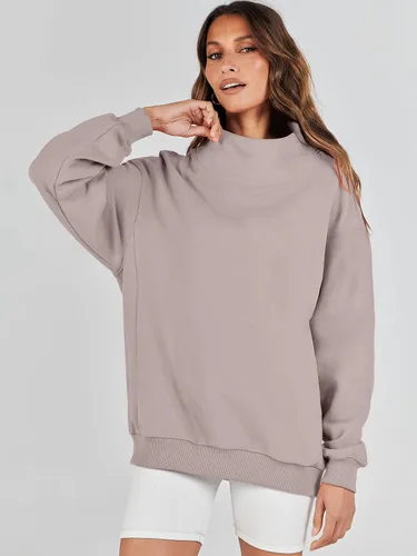 Vista 3 de ANRABESS Sudaderas de gran tamaño para mujer, cuello alto, manga larga, sudaderas con capucha para otoño, ropa 2023