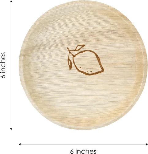 Vista 3 de NEATtable Platos de hoja de palma Diseño de limón Desechables y compostables Ecológicos y 100% naturales Ideal para eventos al aire libre