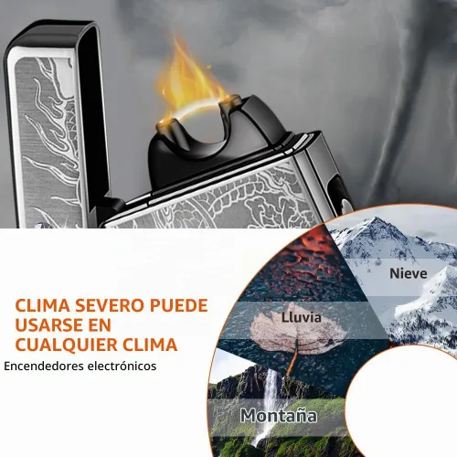 Vista 3 de GADATOP Encendedor de llama de plasma Dragon Arc - Encendedor eléctrico recargable por USB a prueba de viento para vela (negro)