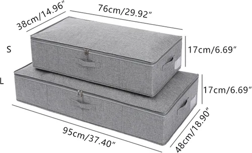Vista 3 de Bolsas de almacenamiento de ropa transpirables plegables para debajo de la cama, caja de almacenamiento para ropa de cama de edredón, colchas