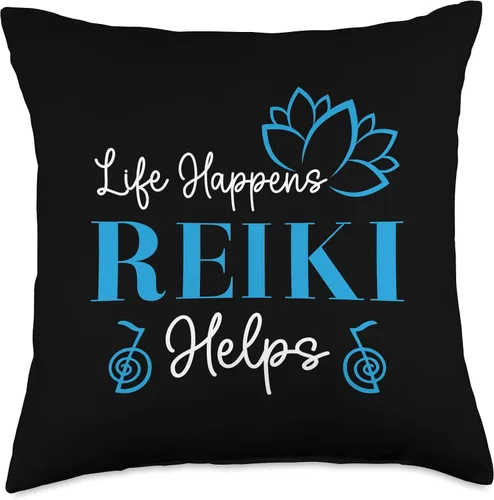 Vista 5 de Reiki Energy Flow Ki Japanese Medicine Healer Gift Healing Namaste - Ropa de yoga Life Happens Reiki ayuda a tirar almohada, 16 x 16 pulgadas