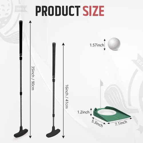 Vista 3 de MultiOutools Putters de golf para hombres y mujeres, paquete de 2 juegos de palos de golf ajustables con 6 bolas y 2 copas de bandera, mini putters