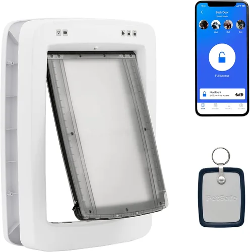 Vista 2 de Puerta para mascotas PetSafe SmartDoor controlada por aplicación (grande), hecha para múltiples mascotas, entrada y salida selectiva, control a