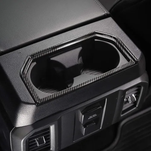 Vista 3 de Voodonala Para F150 ABS Fibra de Carbono Trasero Portavasos Trim Marco para Ford F150 2016-2019, 1 unidad