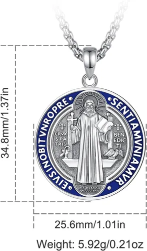 Vista 94 de CELESTIA Medallas de plata de ley 925 San Miguel/San Cristóbal/San Benito/San Gabriel/Virgen María/Jesús/Caravaca/Metatrón/Sello de los Siete