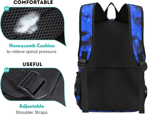 Vista 5 de Mochila escolar para niños, mochila escolar para niños, primaria, primaria, secundaria, con bolsa de almuerzo y estuche para lápices, mochila ligera