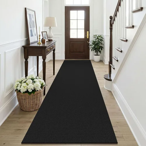 Vista 77 de KOZYFLY - Tapete para puerta de interior, lavable, pequeña, antideslizante, con respaldo de goma, felpudo de algodón para el hogar, color negro