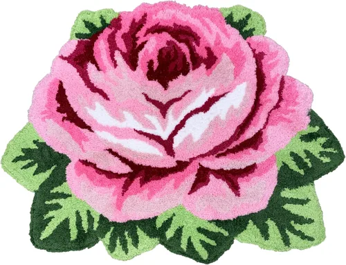 Vista 20 de Alfombrilla Abreeze con 4 rosas, alfombrillas con diseño de flores azul, hecha a mano, antideslizante (no se desliza), alfombrilla moderna, de puede