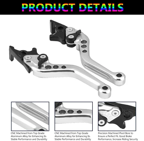 Vista 5 de Keenso Palanca de freno de doble disco, 1 par de 4 colores universal CNC aleación de aluminio modificación de motocicleta palanca de freno de disco