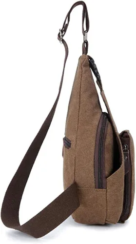 Vista 5 de Q QICHUANG Mochila cruzada pequeña de lona, mochila para senderismo, mochila para hombres y mujeres, al aire libre, ciclismo, viajes