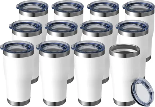 Vista 13 de HASLE OUTFITTERS Vaso de 20 onzas a granel, vasos de acero inoxidable con tapa, vaso aislado al vacío, taza de doble pared con recubrimiento
