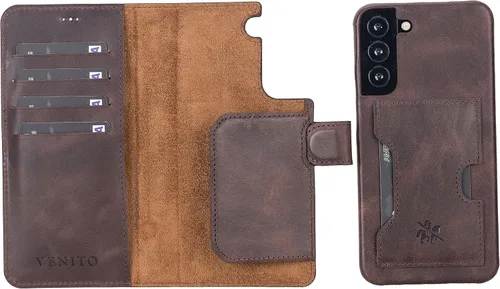 Vista 64 de Venito Florence - Funda de piel compatible con Samsung Galaxy S9, extra segura con bloqueo RFID, cartera desmontable para teléfono (gris decolorado)