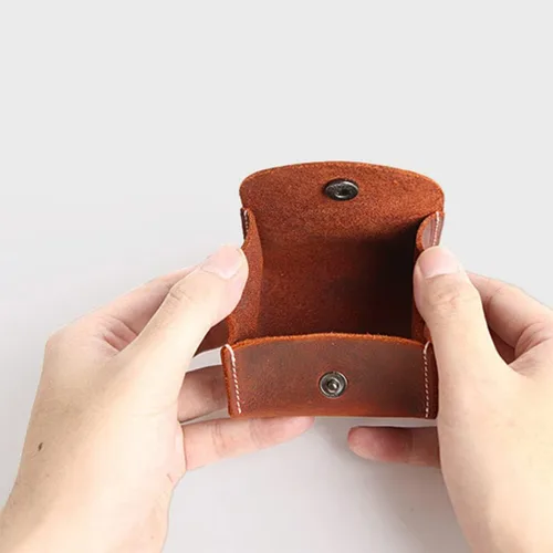 Vista 3 de Generic Bolsa vintage para monedas bolsa de cuero duradera y compacta, mini billetera de bolsillo, cierre a presión, bolsa de cambio de cuero