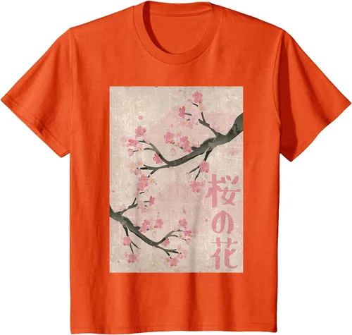 Vista 39 de Cherry Blossom Japanese Vintage Woodblock Japan Pink Sakura T-Shirt Asphalt Grey