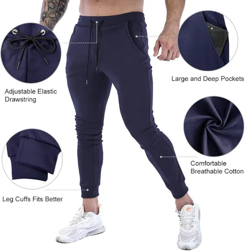 Vista 5 de Wangdo Pantalones deportivos ajustados para hombre pantalones de entrenamiento para gimnasio pantalones deportivos cónicos pantalones deportivos