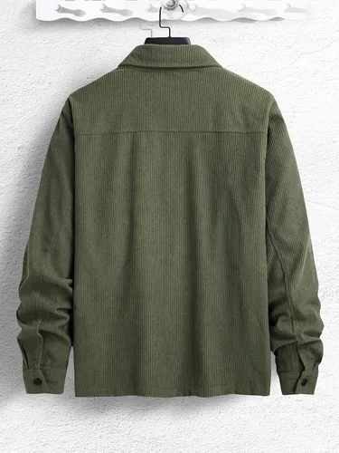 Vista 2 de WDIRARA Camisa de pana con botones y manga larga para hombre