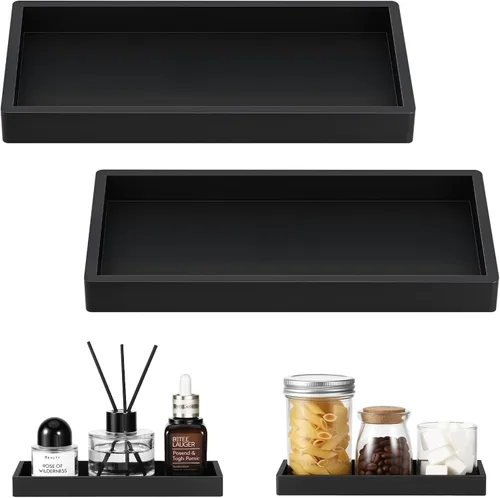 Vista 12 de Luxspire Bandeja de tocador de baño, bandeja de silicona para encimera de cocina de 7.9 x 4 pulgadas para dispensador de jabón, organizador