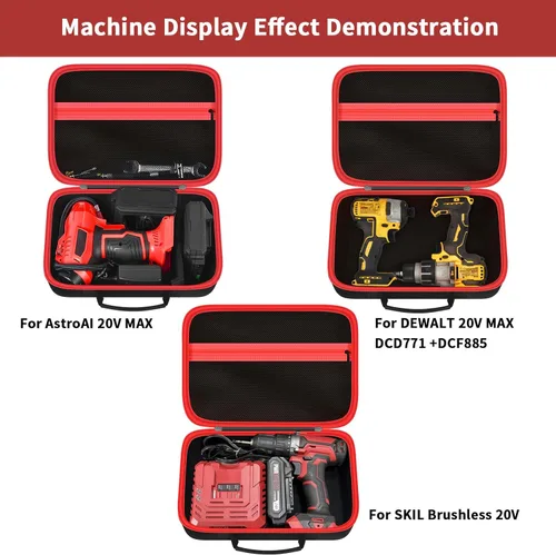 Vista 3 de Estuche rígido de almacenamiento para taladro DEWALT, amoladora angular, para inflador de neumáticos AstroAI y más, funda de transporte EVA de 12 x