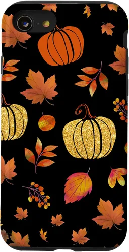 Vista 18 de Fall Leaves and Pumpkins Pattern Halloween Autumn Case for iPhone 17