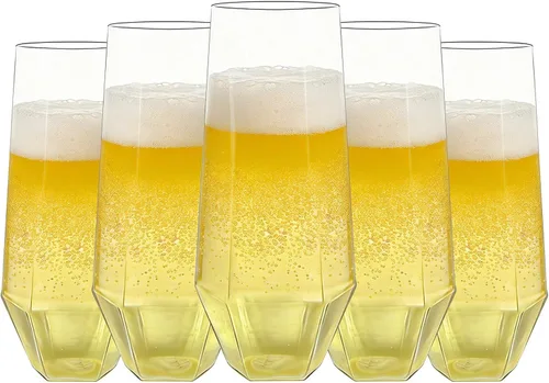 Vista 9 de Paquete de 48 copas de champán de plástico, desechables irrompibles de 9 onzas, vasos de cóctel transparentes inastillables, ideales para fiestas