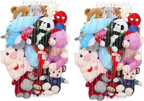 Vista 9 de Organizadores de almacenamiento de animales de peluche, soporte de juguetes de peluche, red colgante de hamaca de zoológico para habitación
