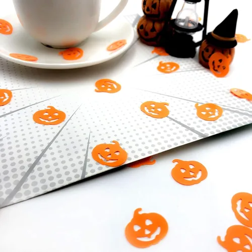 Vista 3 de Calabazas confeti de Acción de Gracias, Halloween, fiesta, decoración de mesa, suministros de decoración de mesa con purpurina metálica