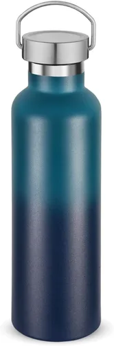 Vista 24 de Volhoply 24 onzas Botella de agua aislada con boca estándar con tapa de combinación de plástico y acero inoxidable, botellas de agua de 304 18/8