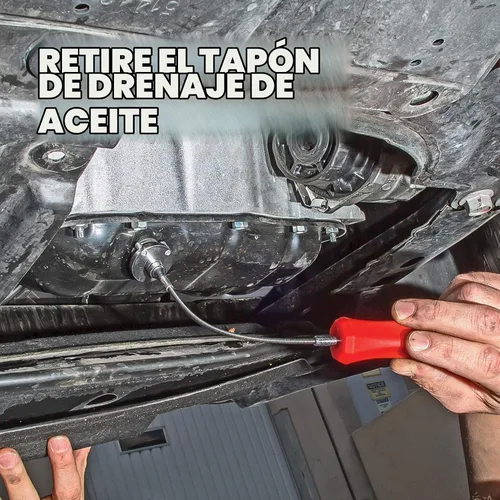 Vista 5 de Herramienta de extracción de tapón de drenaje de aceite magnético Powerbuilt, eje flexible para fácil alcance, adaptador de imán de punta hexagonal
