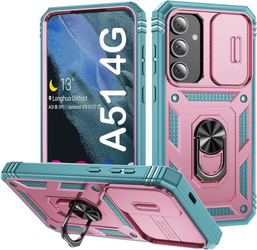 Vista 167 de PASNEW Funda militar para iPhone 13 Pro Max, cubierta de cámara deslizante y soporte de anillo de metal de 360°, carcasa rígida multicapa resistente