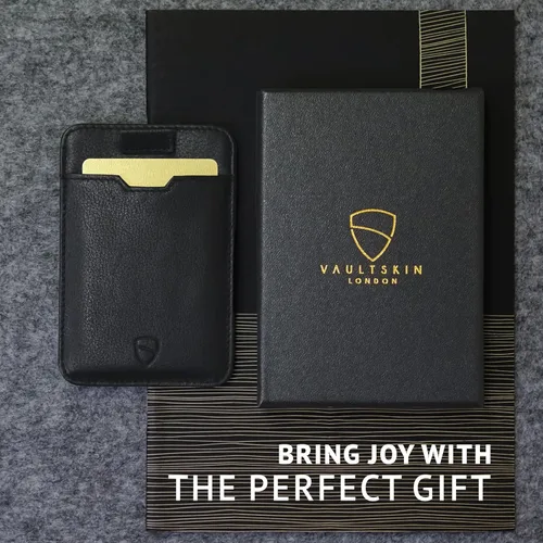 Vista 6 de Vaultskin CHELSEA - Cartera de piel delgada con bloqueo RFID para hombre, tarjetero minimalista con bolsillo frontal
