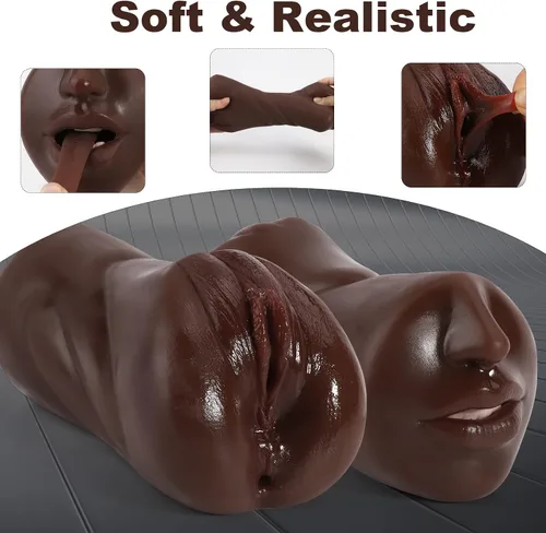 Vista 3 de Masturbadores Masculinos de Bolsillo con Vibrador de Bala - Masturbador Masculino 3 en 1 con 10 Modos de Vibración, Coños de Bolsillo con Boca