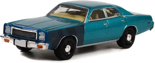 Vista 2 de Toy Cars Sargento Rick Hunter 1977 Plymouth Fury Blue Metallic Hunter (1984-1991) Serie de televisión Hollywood Series 1/64 Modelo de coche fundido