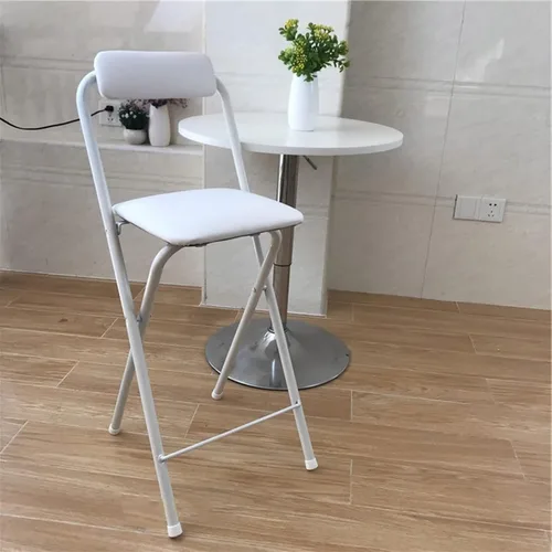 Vista 2 de Taburete de bar plegable con respaldo, taburete de asiento, taburete de bar acolchado de altura de mostrador, taburete plegable portátil para cocina