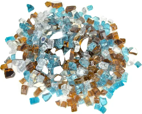 Vista 14 de Stanbroil - Vidrio de fuego mezclado de 10 libras – Vidrio de fuego templado reflectante de 1/2 pulgada mezclado en azul aguamarina, platino, azul