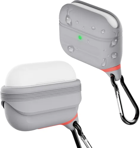 Vista 14 de HALLEAST Funda impermeable para AirPods Pro 3, LED frontal visible y compatible con carga inalámbrica, funda protectora de silicona compatible