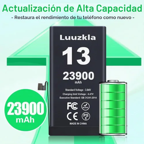 Vista 2 de Batería de 23900 mAh compatible con iPhone 13, batería de gran capacidad compatible con iPhone 13, con kits de herramientas completos, 0 ciclos