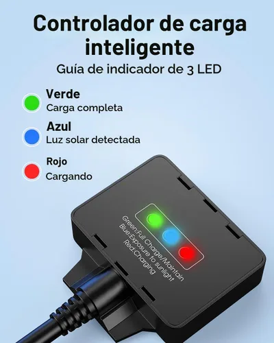 Vista 3 de Mantenedor de batería solar de 7.5 W y cargador de goteo, panel impermeable de 12 V con controlador inteligente IP68, protección contra sobrecarga