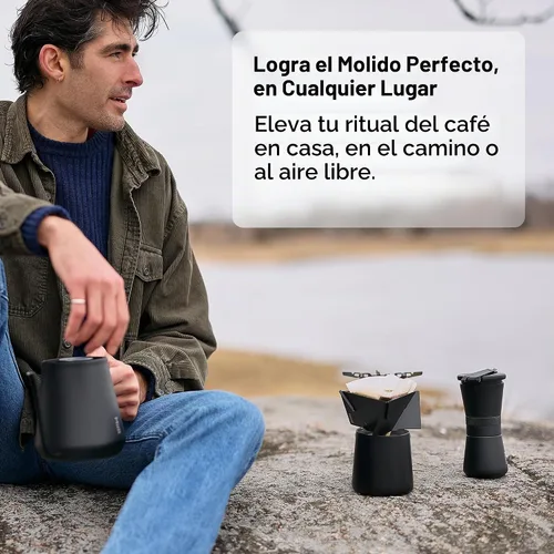 Vista 4 de MiiR Nuevo molinillo manual estándar, molinillo de café manual, molienda de precisión, seis ajustes ajustables, rebabas de acero inoxidable