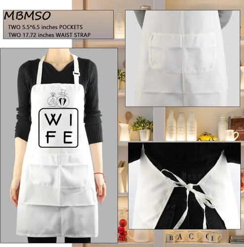 Vista 5 de MBMSO Juego de delantales para marido y esposa, delantal para esposa, regalo de boda para parejas, para él y ella, delantales de cocina, regalo