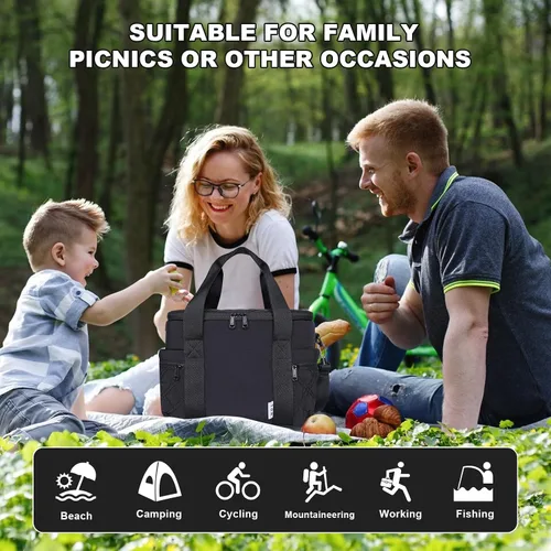 Vista 6 de NOL Natural Organic Lifestyle Bolsa Térmica de Almuerzo de Nylon para Mujeres Bonita Bolsa de Almuerzo Acolchada Grande A Prueba de Fugas Aislada