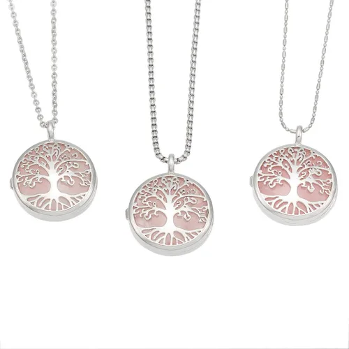 Vista 4 de TUMBEELLUWA Collar con colgante de flor y árbol de la vida collar de cristal curativo joyería de piedra hueca unisex