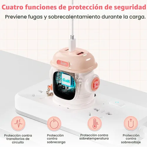 Vista 7 de Divoom Dipow - Cargador USB-C de 65 W, cargador rápido GaN de 3 puertos